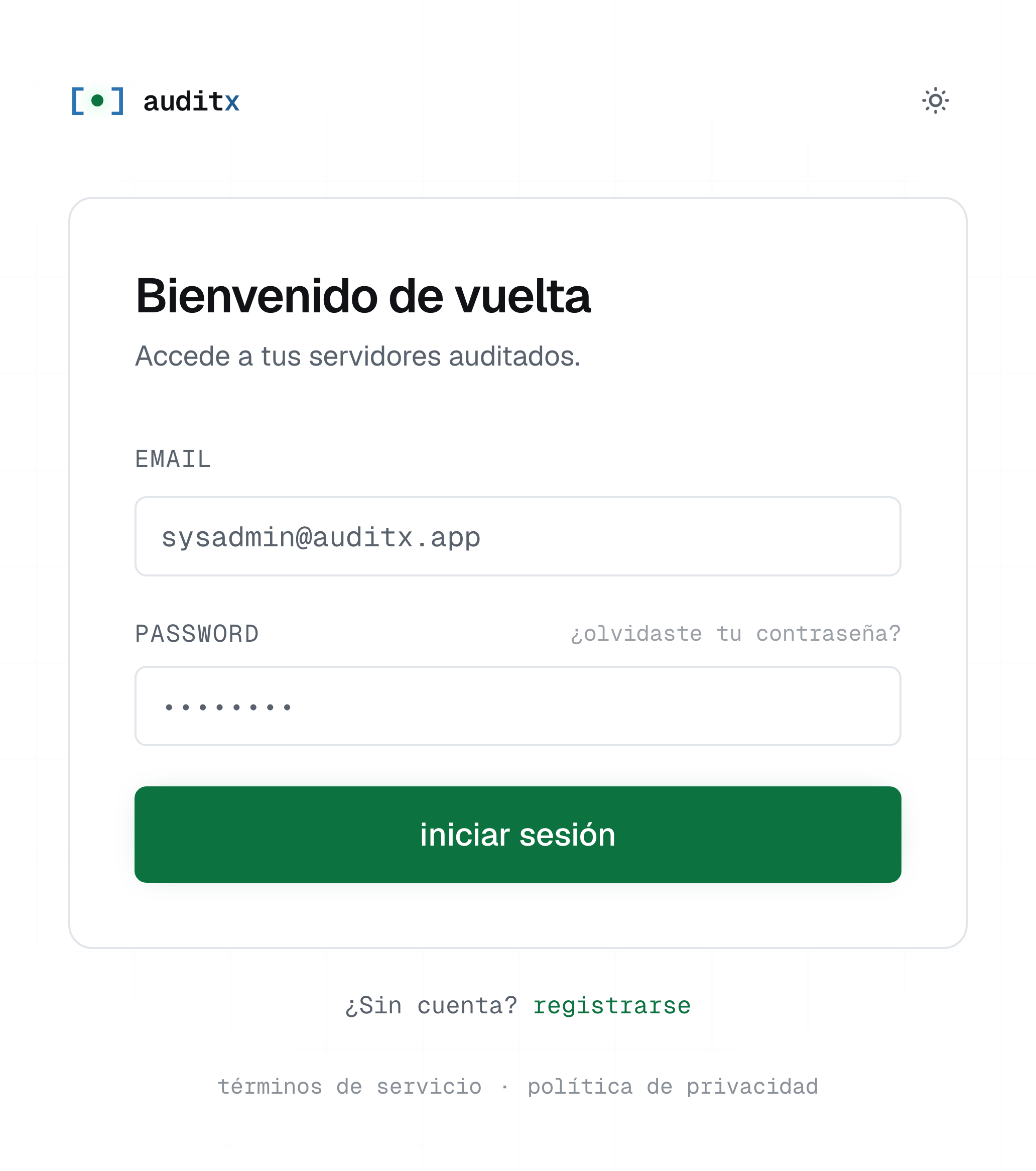 Formulario de inicio de sesión