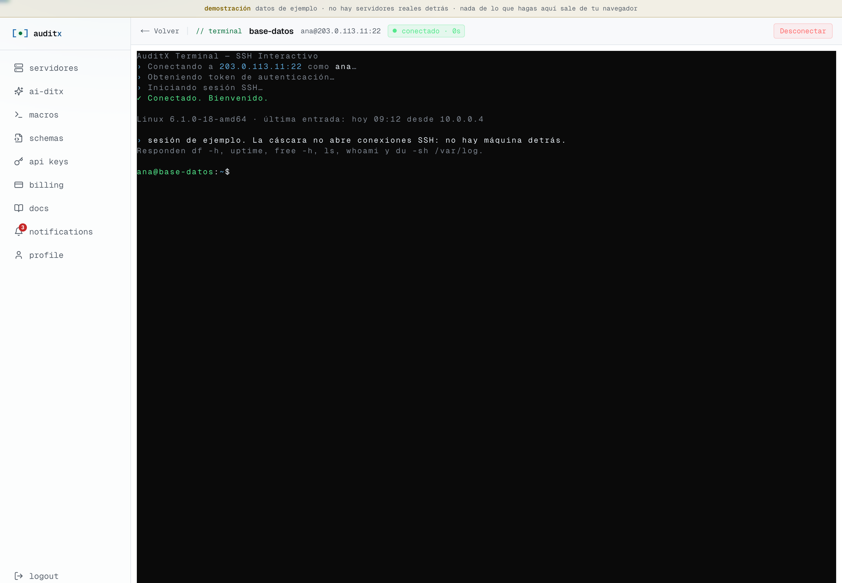 Terminal SSH integrado en el navegador